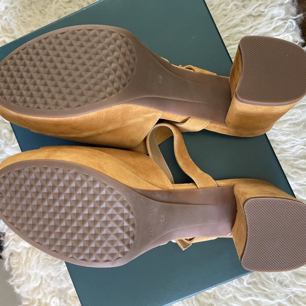 New in Box Aerosoles Women's Cosmic Tan Suede Platform Heeled Sandal- Size 10.5 - Picture 5 of 5